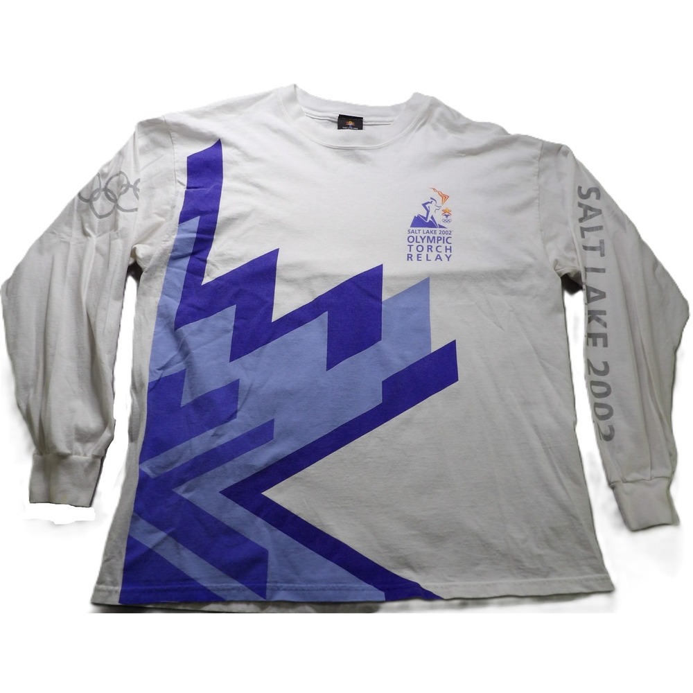 VTG Y2K Marker Salt Lake 2002 Olympic Torch Relay Graphic Men XL Long Sleeve Tee